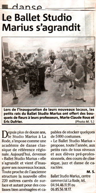 Ballet STudio Marius s'agrandit