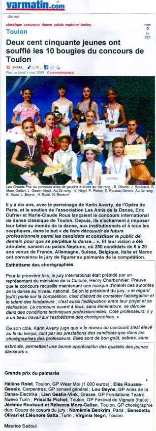 les 10 ans du concours international de danse de Toulon