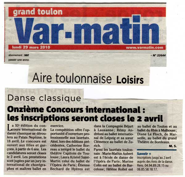 Cl&ocirc;ture des inscriptions 2010