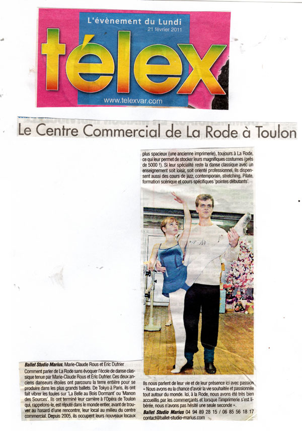 Podium et reprise au Ballet Studio Marius