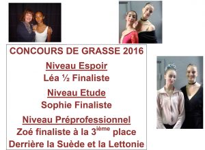 Résultats du concours international de danse classique de Grasse 2016