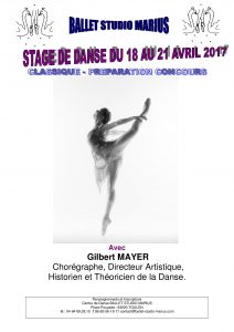 Affiche du Stage de danse 18 au 21 avril 2017