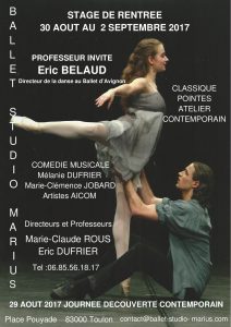 Affiche du stage de danse classique de la rentrée 2017