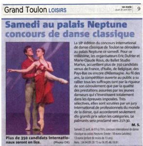 Samedi concours de danse classique de Toulon